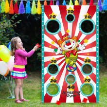 Blulu Carnival Toss Game Banner met 3 zitzakken Carnavalsspel voor kinderen en volwassenen bij binnen- en buitenactiviteiten Circus Thema Verjaardags
