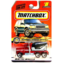 Matchbox 1998 Big Movers Peterbilt Cement Truck Mixer Red Metallic #8