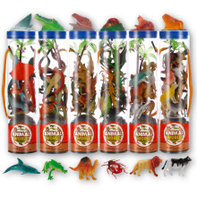 6 PACK Small Animal Figures Toys 78 Pieces Realistic Mini Dinosaur Insect Sea Farm Reptile Wild Jungle Zoo Plastic Little Creatures Playset Cake To
