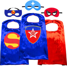 NuGeriAZ Supersankariviitta lapsille - Halloween-viitta ja naamio cosplay-asusetti lapsille (kaksipuolinen viitta) (2 kpl punainen)