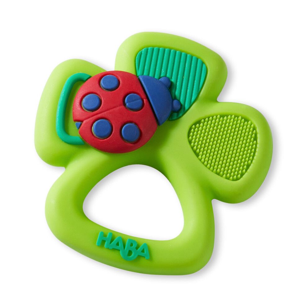 Silicone Teethers For Babies 6-18 Months - Shamrock Saint Patty's Day Themed Silicone Teether Ring And Grasping Toy For Safe Sensory Development Haba