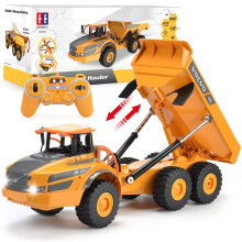 DOUBLE E Volvo RC-Muldenkipper-Spielzeug f r Kinder, knickgelenkter Muldenkipper, ferngesteuerte Konstruktionsspielzeugfahrzeuge mit Lichtern, Ge