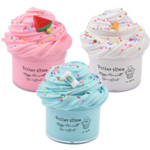 WUHUANIU Duftschleim-Set mit 3er-Pack Butterschleim, rosa Wassermelone, weies Eis und Meereskaffee fr Mdchen und Jungen, super weich und nicht kle