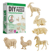 Hands Craft DIY 3D dreven puzzle sada 6 ruznch farmrskch zvrat Balcek sady hlavolamu Vzdelvac STEM hracka pro dospel a deti ke staven bez
