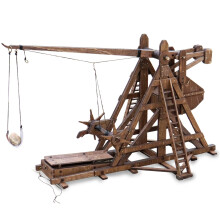 Yaqumw Mini -modvægt Trebuchet Europe Medieval Siege Equipment Chariot Catapult Weapons DIY 3D Wooden Puzzles Model Kits til voksne Stam Projects