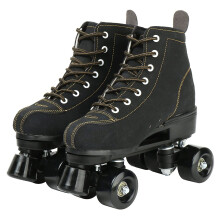 XUDREZ Cowhide Roller Skates for Women and Men High-Top Shoes Double-Row Design Adjustable Classic Premium Roller Skates (Black 7)