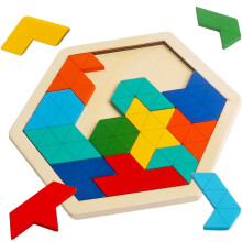 Dreven estihelnkov puzzle Skrtuan pro deti Dospel Hlavolamy Bloky Puzzle Hry Hracka Tvar Pattern Blok Tangram Geometrie Logika IQ STEM Montesso