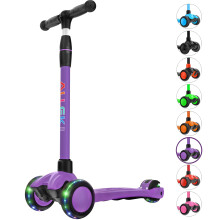 Allek Kick Scooter B03 Lean 'N Glide 3-hjulig Push Scooter med extra breda PU Light-Up hjul Alla hjdjusterbart styre och starkt tjockt dck fr
