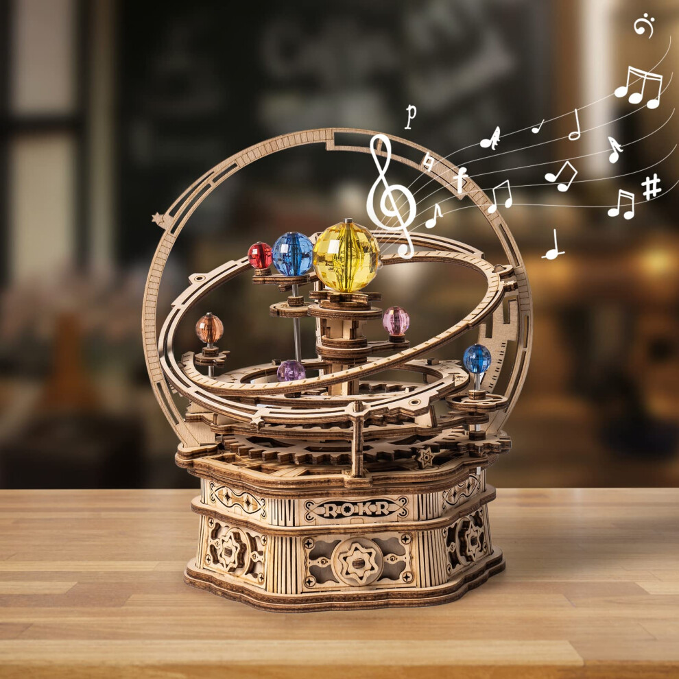 ROKR 3D Wooden Puzzles for Adults Mechanical Music Box-Starry Night  DIY Rotating Music Box Model Building Kits for Teens  DIY Crafts/Hobbies/Gifts De-image-OPC-PFM7SDC-NEW