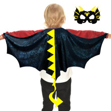 IROLEHOME Dragon-Wings Costume for Kids Mask Dinosaur Dress Up Cape for Boys Girls Halloween-Party Gifts Toys (blue)