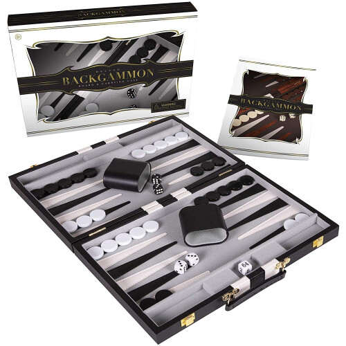 Backgammon Set Con Estuche De Cuero Premium
