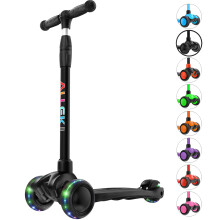 Allek Kick Scooter B03 Lean 'N Glide 3-hjulig Push Scooter med extra breda PU Light-Up hjul Alla hjdjusterbart styre och starkt tjockt dck fr