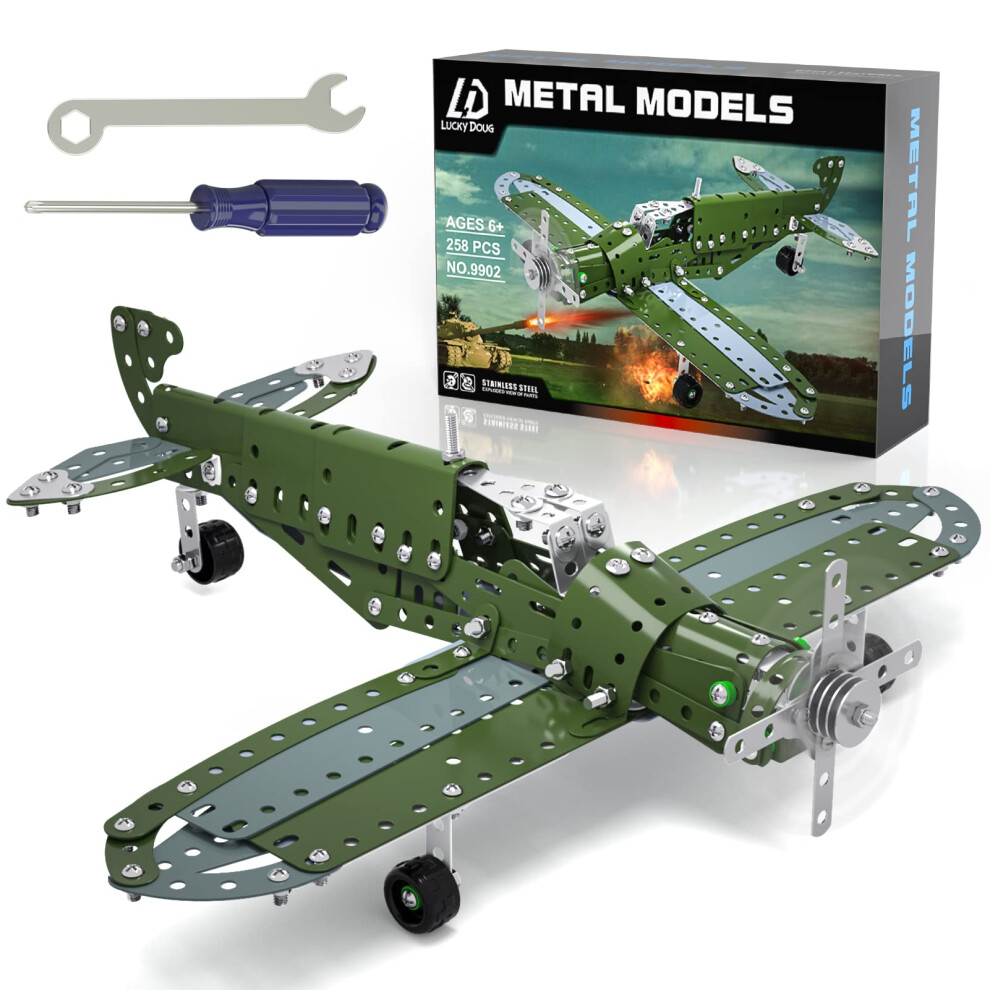 Lucky Doug Building Toys Model Airplane Set - DIY Building Stem Projects Toys for Kids Boys Ages 8-12 Assembly Science Toys for Model Fans