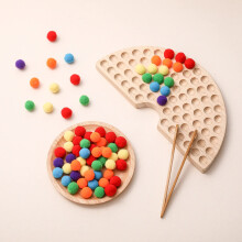 ibwaae Houten Peg Board Kralen Spel Kleur Sorteren Speelgoed Tellen Matching Game Kralen tellen Fijne Motoriek Montessori Speelgoed voor Peuters (Reg