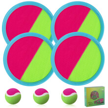 Buitenspellen voor kinderen - Buitenspeelgoed voor kinderen van 4-8 jaar Gooi- en vangbalset met 4 peddels, 4 ballen en 1 opbergtas Tuinspellen voor
