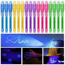 Usynlig bl?kpen til b?rn 16 stk: spionpenne med UV -lysfest favoriserer - skoleklasse studerende pr?mier - magiske gaver f?dselsdag goodie valent
