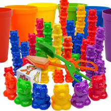 Conjunto Skoolzy de Ursos Empilháveis Arco-Íris com Copos de Classificação, 69 Peças