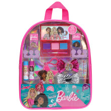 Barbie - Townley Girl Backpack Cosmetic Makeup Gift Bag Set 12 Pcs includes Lip Gloss Nail Polish & Hair Accessories for Kids Teen Tween Girls Ages