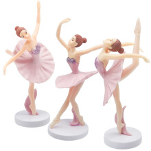 3 PCS Dancing Ballerina Girl Figurine Ballerina Figurine Cake Topper Pink Ballet Girl Figure Cake Decoration