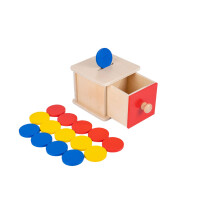 Adena Montessori Coin Lock Box 2 i 1 Object Permanence Box Toys for 1 ?r gamle babym?nter Tr?mekanismer hj?lper med at udvikle Probelm Solving Sk