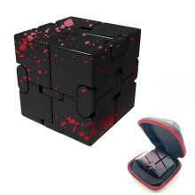 FUFUYOU Metal Fidget Leget?j Infinity Cube til m?nd Angst Stress Relief Materiale af aluminiumslegering (sort & R?D)