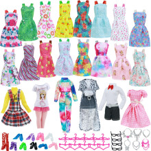 43-delig poppenkleding- en accessoirespakket inclusief 10 mini-jurken 3 handgemaakte modekleding-outfitsets 10 schoenen 20 schattige poppenaccessoire