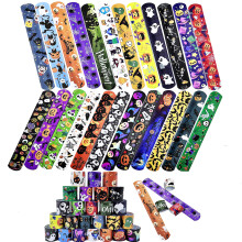 Dminya Halloween Slap Bracelets for Kids Halloween Slap Bracelets Bulk Snap Bracelet Party Supplies Favors Classroom Prizes Exchanging Gifts (24)