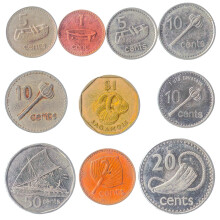 Fidzsi-szigetek 10 vegyes rme| Cent | Dollr | Fidzsi-szigeteki valuta | ceniai pnz 1969 ta