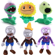 JHESAO 6 PCS Plants and Zombies PVZ Plush Zombies Plants Sets Toy Peashooter Conehead Zombie 1 2 Stuffed Soft Chomper Doll Gray Zombie Sunflower PV