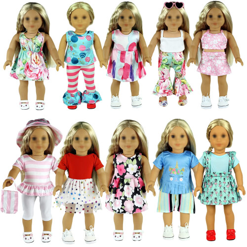 Reeraa 20 PCS Roupas e acess   rios de boneca de 18 polegadas para presente de roupas de boneca americana de 18 polegadas, incluindo 10 conjuntos c 1