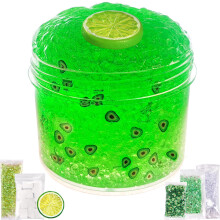 Vorgefertigter zitronengrner Jelly Cube Glimmer Crunchy Crystal Slime Enthlt 6 Sets mit Add-Ins, superweiche und nicht klebende Partygeschenke fr
