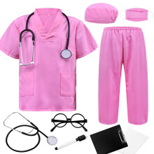 ZZIHAN Lgekostume til brn Pink Scrubs St Sygeplejerske Scrubs Kostume Dyrlge Kostume Lge Tilbehr Legetj Stetoskop Pleje Clipboards Smbrn