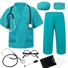 ZZIHAN Lgekostume til brn Scrubs St Sygeplejerske Scrubs Kostume Dyrlge Kostume Lge Tilbehr Legetj Stetoskop Pleje Clipboards Smbrn Dren