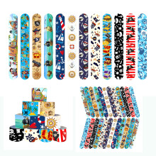 48 Pcs Slap Bracelets for Kids Pirate Party Favors Toys Slap Bracelets Bulk Snap Bracelet for Boys Birthday Party Supplies Classroom Prizes Excha