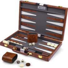 Backgammon Sets for Adults Leather - Backgammon Board Games for Adults and Kids - Travel Backgammon Set - Backgammon 15 inch Board and 32 Backgammon P