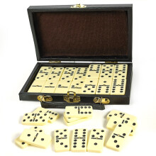 Playbees Premium Double Six Dominoes Set - 28 Classic Tiles in Faux Leather Case - Fun Educational Toy for Kids  Boys  Girls  Classroom Kit  Classic G
