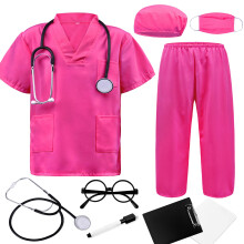 ZZIHAN Lgekostume til brn Rose Scrubs St Sygeplejerske Scrubs Kostume Dyrlge Kostume Lge Tilbehr Legetj Stetoskop Pleje Clipboards Smbrn