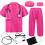ZZIHAN Costume da Dottore per Bambini Completo Scrubs Rosa Accessori Gioco 1