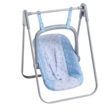 JC Toys - dla zachowania czasu na zabawe | Hustawka i nosidelko dla lalek 2 w 1 | dla lalek do 18"" | Wiek 3+ | Niebieski