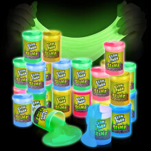 Playbees Glow in The Dark Slime - 24 Pack - Neon Blue Green Pink Yellow Colors - Glowing Slime Kit for Kids - Party Favors Goody Bag Fillers