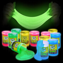 Slime Playbees que brilla en la oscuridad - Paquete de 12 - Colores ne   n: azul, verde, rosa y amarillo - Kit de slime brillante para ni   os - Rell