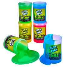 Playbees Glow in The Dark Slime - 6 Pack - Neon Blue Green Pink Yellow Colors - Glowing Slime Kit for Kids - Party Favors Goody Bag Fillers