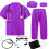 ZZIHAN Costume da Dottore per Bambini Set Scrubs Viola con Accessori 1