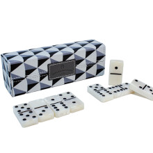 Vovotuzzi Dominos Set for Adults Double Six 28 Marbleized White Tiles Dominoes Set for Adults Kids Classic Domino Board Travel Games with Leather Case