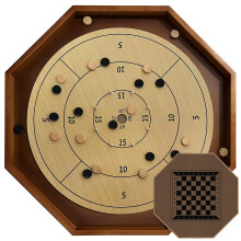 30 Zoll gro   es Turnier-Crocinole-Brettspiel, 2-in-1 Crokinole und Dame mit 26 Spielfl   chen-Metallstiften, achteckiges Holzbrettspiel aus Kanada,