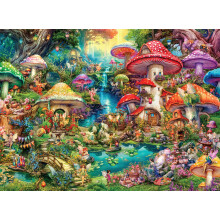 Buffalo Games  Aimee Stewart  Merry Mushroom Village Picnic  1000-teiliges Puzzle fr Erwachsene. Anspruchsvolles Puzzle, perfekt fr Spieleabende