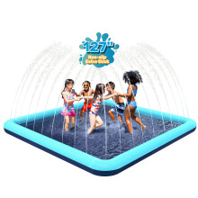 Bilibara 127'' Splash Pad für Hunde, rutschfester Sprinkler für Kinder, quadratisches Splash Pad für Kinder im Alter von 4–8 Jahren, Splash Pads