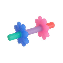 Itzy Ritzy Teensy Tube Teether; Textured Hollow Baby Teething Tube That Reaches Front Teeth & Back Molars Made of Soft Silicone (Pink Rainbow)