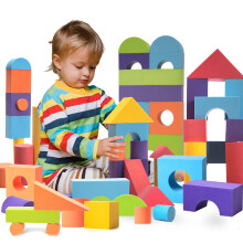 Set of 34 Jumbo Large Foam Blocks for Toddlers - Stacking Soft Blocks for Kids with Shapes & Colors Learning - Construction Building Preschool Toys -
