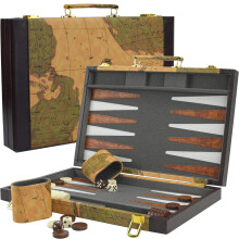 Vovotuzzi 15 hvelykes Backgammon jtk Backgammon kszletek felnotteknek Bor utaz backgammon szettek vilgtrkp kialaktssal